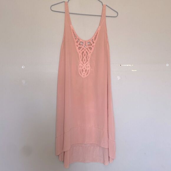 Wilfred | Aritzia Blush Pink Embroidered 100% Silk Trapeze Slip Dress Size XS - Picture 2 of 5